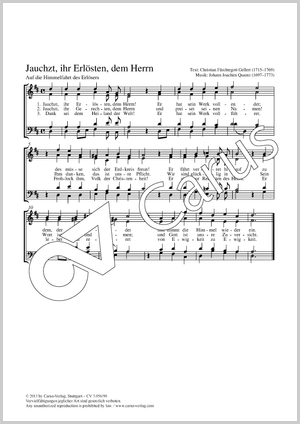Johann Joachim Quantz: Jauchzt, ihr Erlösten, dem Herrn - Noten | Carus-Verlag