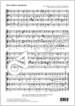 Jesu dulcis memoria Partitur, Einzelausgabe aus Chorbuch