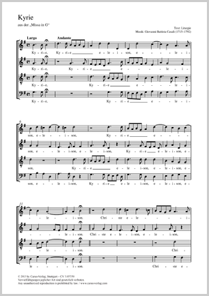 Kyrie aus: Missa in G Partitur, Einzelausgabe aus Chorbuch