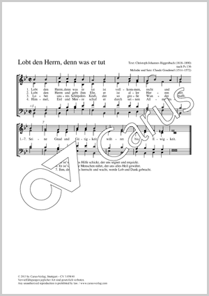 Psaume 136 Partition, édition séparée avec recueil de musique chorale