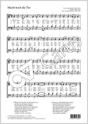 Macht hoch die Tür Score, separate edition from a choral collection