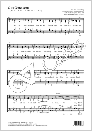 Heinrich Schütz: O du Gotteslamm - Noten | Carus-Verlag
