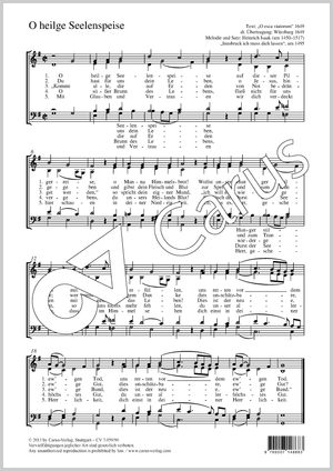 O heilge Seelenspeise Partition, édition séparée avec recueil de musique chorale