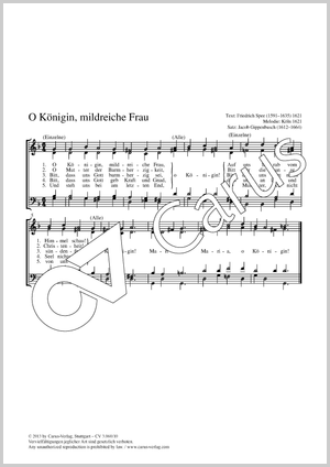 O Königin, mildreiche Frau Partitur, Einzelausgabe aus Chorbuch