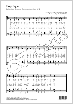 Pange lingua Eucharistischer Hymnus aus "Psalteriolum harmonicum" (1642) Partition, édition séparée avec recueil de musique chorale