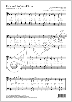 Ruhe sanft in Gottes Frieden Score, separate edition from a choral collection