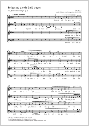 Selig sind, die da Leid tragen aus: Zum Totensonntag Score, separate edition from a choral collection