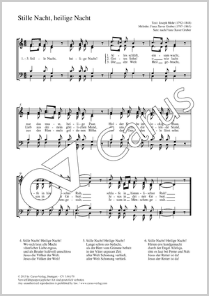 Stille Nacht, heilige Nacht Partitur, Einzelausgabe aus Chorbuch