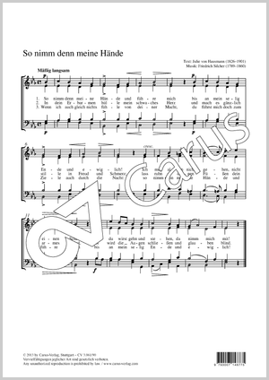 So nimm denn meine Hände Score, separate edition from a choral collection