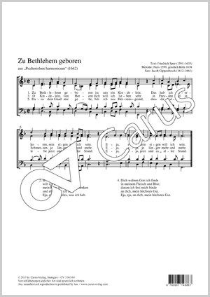 Zu Bethlehem geboren aus "Psalteriolum harmonicum" (1642) Partitur, Einzelausgabe aus Chorbuch