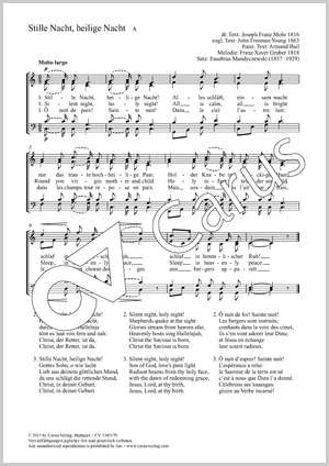 Stille Nacht, heilige Nacht Partitur, Einzelausgabe aus Chorbuch