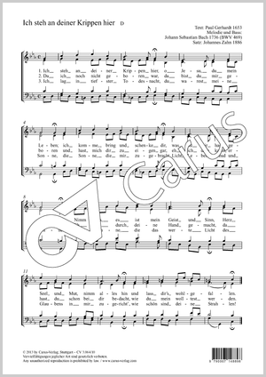 Ich steh an deiner Krippe hier Partitur, Einzelausgabe aus Chorbuch