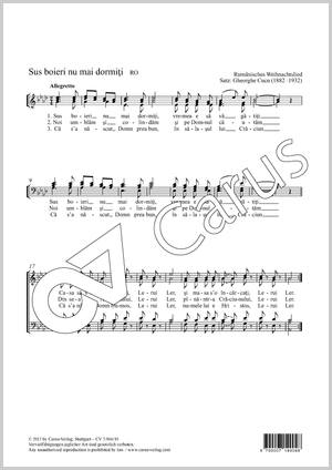 Gheorghe Cucu (arr.): Sus boieri nu mai dormiti - Noten | Carus-Verlag