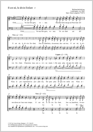 Alain Langree Il Est Ne Le Divin Enfant Sheet Music Buy Choral Sheet Music