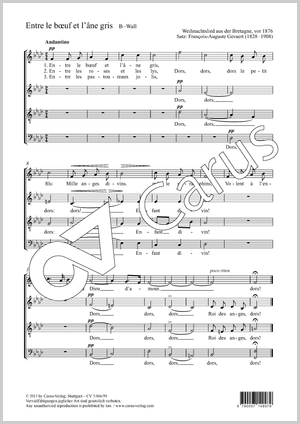 Entre le boeuf et l'ane gris Partitur, Einzelausgabe aus Chorbuch