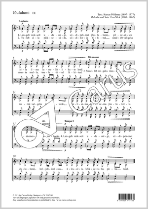 Joululumi Score, separate edition from a choral collection