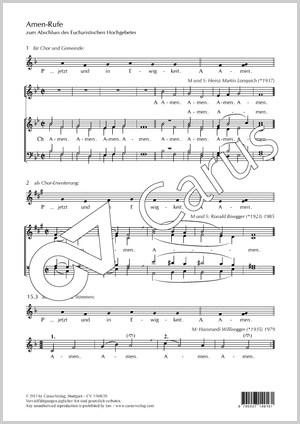 Amen-Ruf zum Abschluss des Eucharistischen Hochgebetes Partitur, Einzelausgabe aus Chorbuch