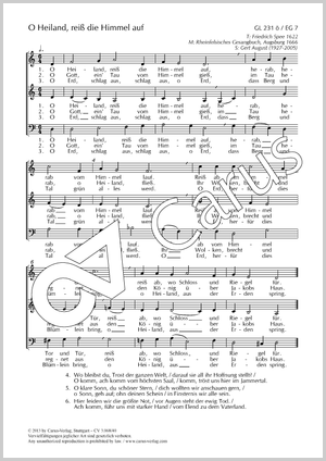O Heiland, reiß die Himmel auf Score, separate edition from a choral collection