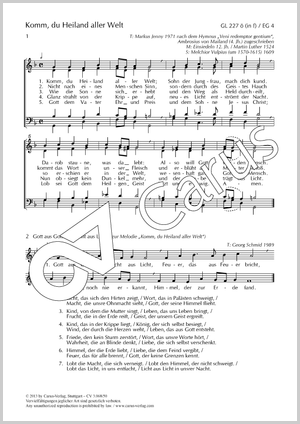 Komm, du Heiland aller Welt Partitur, Einzelausgabe aus Chorbuch