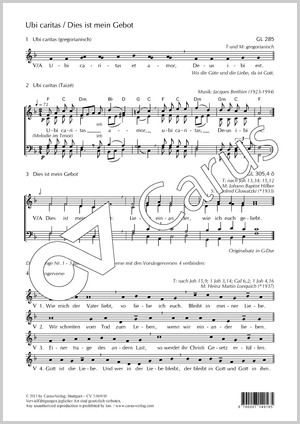 Ubi caritas / Dies ist mein Gebot Partitur, Einzelausgabe aus Chorbuch
