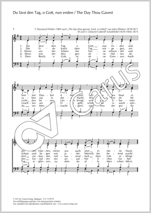Du lässt den Tag, o Gott, nun enden Partition, édition séparée avec recueil de musique chorale