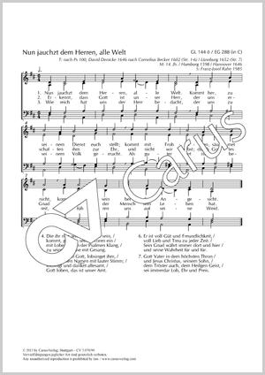 Nun jauchzt dem Herren, alle Welt Partitur, Einzelausgabe aus Chorbuch