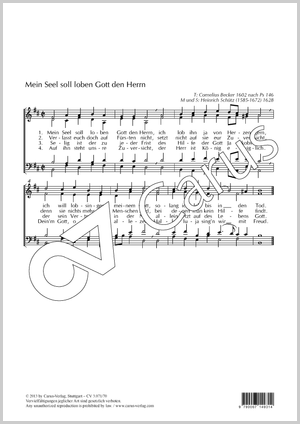Mein Seel soll loben Gott den Herrn Partitur, Einzelausgabe aus Chorbuch