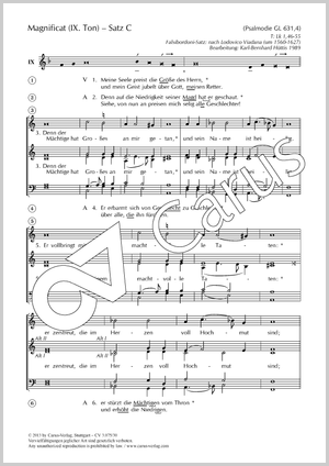 Magnificat im IX.Ton Score, separate edition from a choral collection