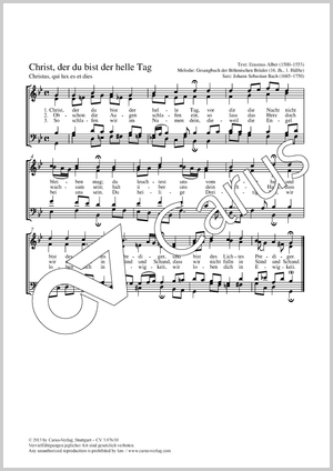 Christe, du bist der helle Tag Partitur, Einzelausgabe aus Chorbuch
