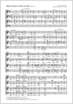 Meine Seel ist stille zu Gott Partition, édition séparée avec recueil de musique chorale