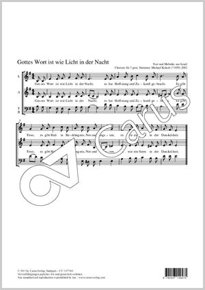 Michael Kokott: Gottes Wort ist wie Licht in der Nacht - Noten | Carus-Verlag