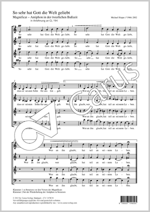 So sehr hat Gott die Welt geliebt Magnificat - Antiphon in der österlichen Bußzeit Partitur, Einzelausgabe aus Chorbuch