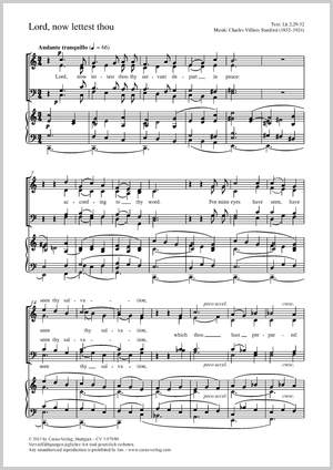 Lord, now lettest thou Partition, édition séparée avec recueil de musique chorale