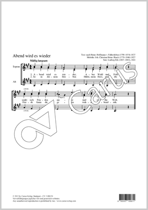 Abend wird es wieder Partitur, Einzelausgabe aus Chorbuch