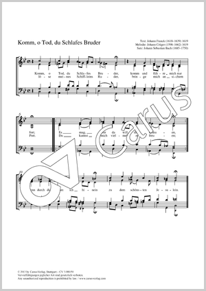Johann Sebastian Bach: Komm, o Tod, du Schlafes Bruder - Noten | Carus-Verlag