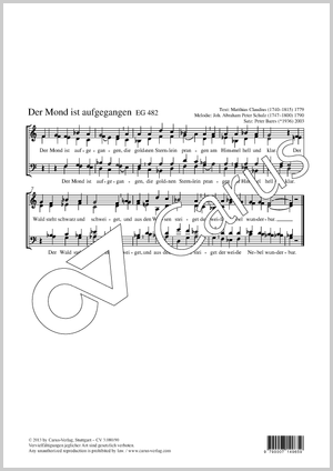 Der Mond ist aufgegangen Partitur, Einzelausgabe aus Chorbuch