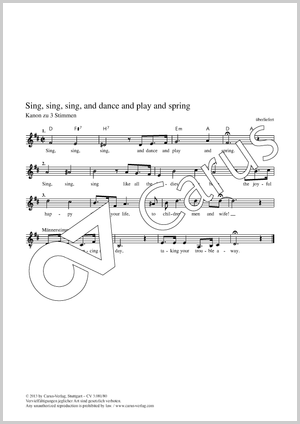 Sing, sing, sing, and dance an play and spring Partitur, Einzelausgabe aus Chorbuch