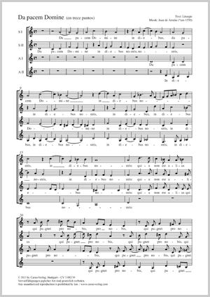 Juan de Arratia: Da pacem Domine - Noten | Carus-Verlag