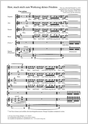 Herr, mach mich zum Werkzeug deines Friedens Partition, édition séparée avec recueil de musique chorale