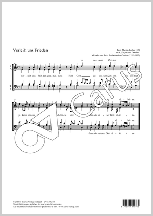 Verleih uns Frieden Score, separate edition from a choral collection