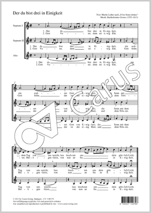 Der du bist drei in Einigkeit Score, separate edition from a choral collection
