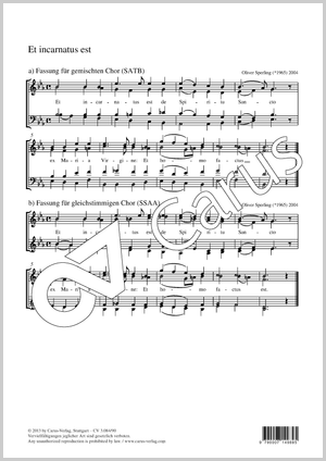 Et incarnatus est Partitur, Einzelausgabe aus Chorbuch