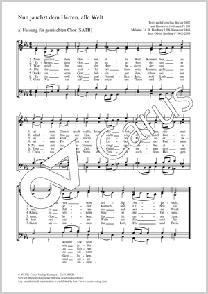 Nun jauchzt dem Herren, alle Welt Partition, édition séparée avec recueil de musique chorale