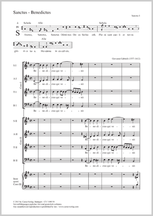 Sanctus - Benedictus Score, separate edition from a choral collection