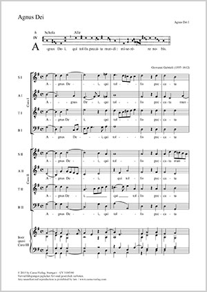 Giovanni Gabrieli: Agnus Dei - Sheet music | Carus-Verlag