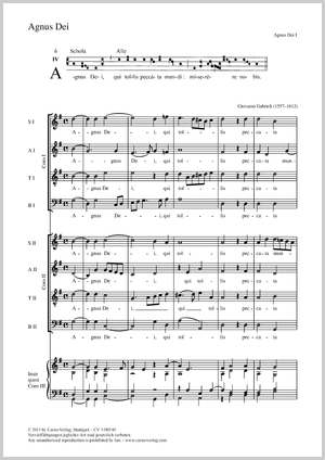 Agnus Dei Score, separate edition from a choral collection