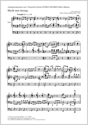 Musik zum Auszug Score, separate edition from a choral collection
