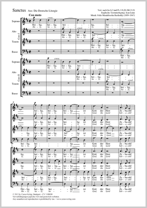 Felix Mendelssohn Bartholdy: Sanctus - Noten | Carus-Verlag