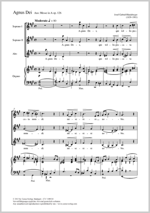 Agnus Dei Steinfelder Marienmesse Fur Gem Chor Rudolf Klary Noten Zum Download