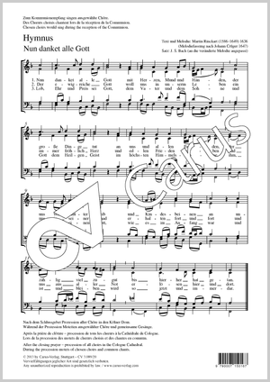 Now thank we all our God Score, separate edition from a choral collection, In dieser Ausgabe / in this edition: Coro SATB